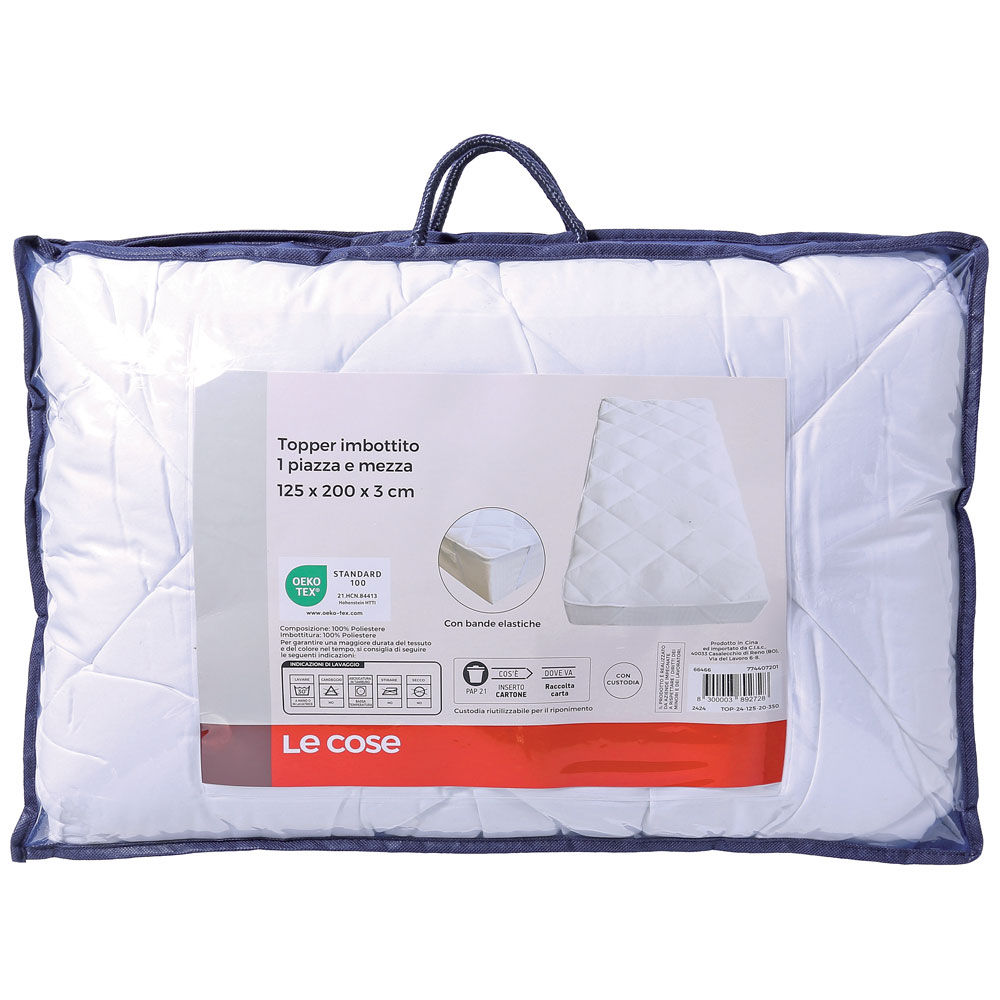 Topper imbottito in poliestere 350 gsm 1 piazza e mezzo - Immagine 01