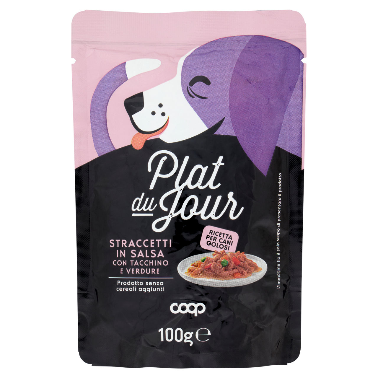Umido cane straccetti in salsa con tacchino e verdure coop plat du jour g100