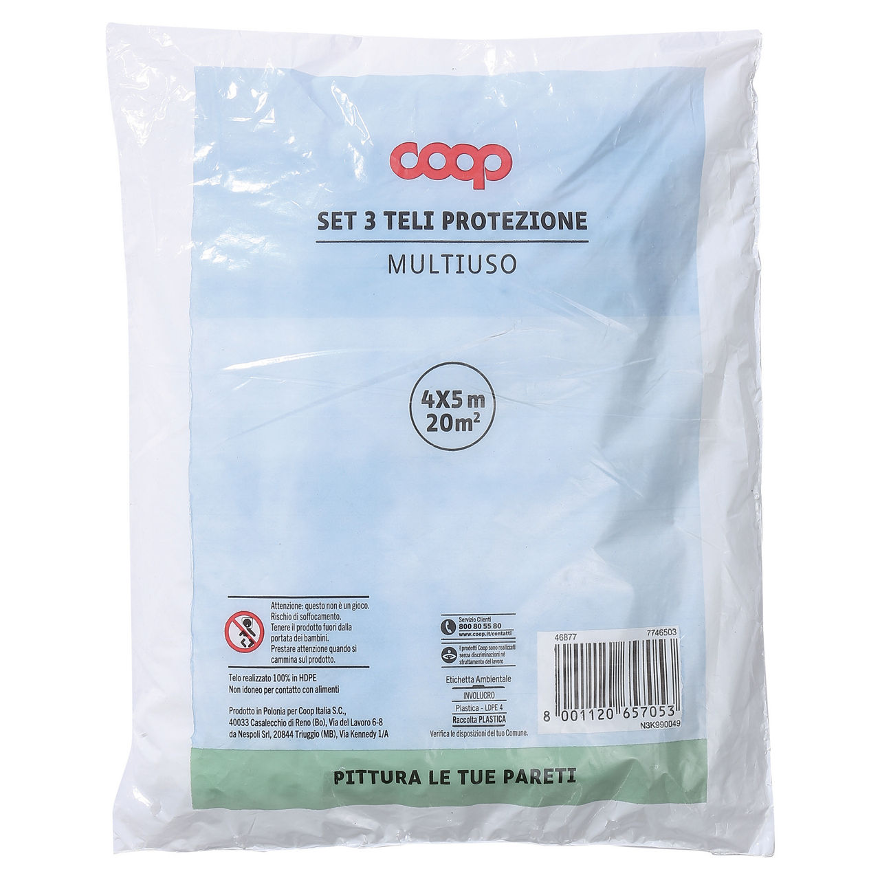 Set 3 teli protezione coop multiuso 4x5 m