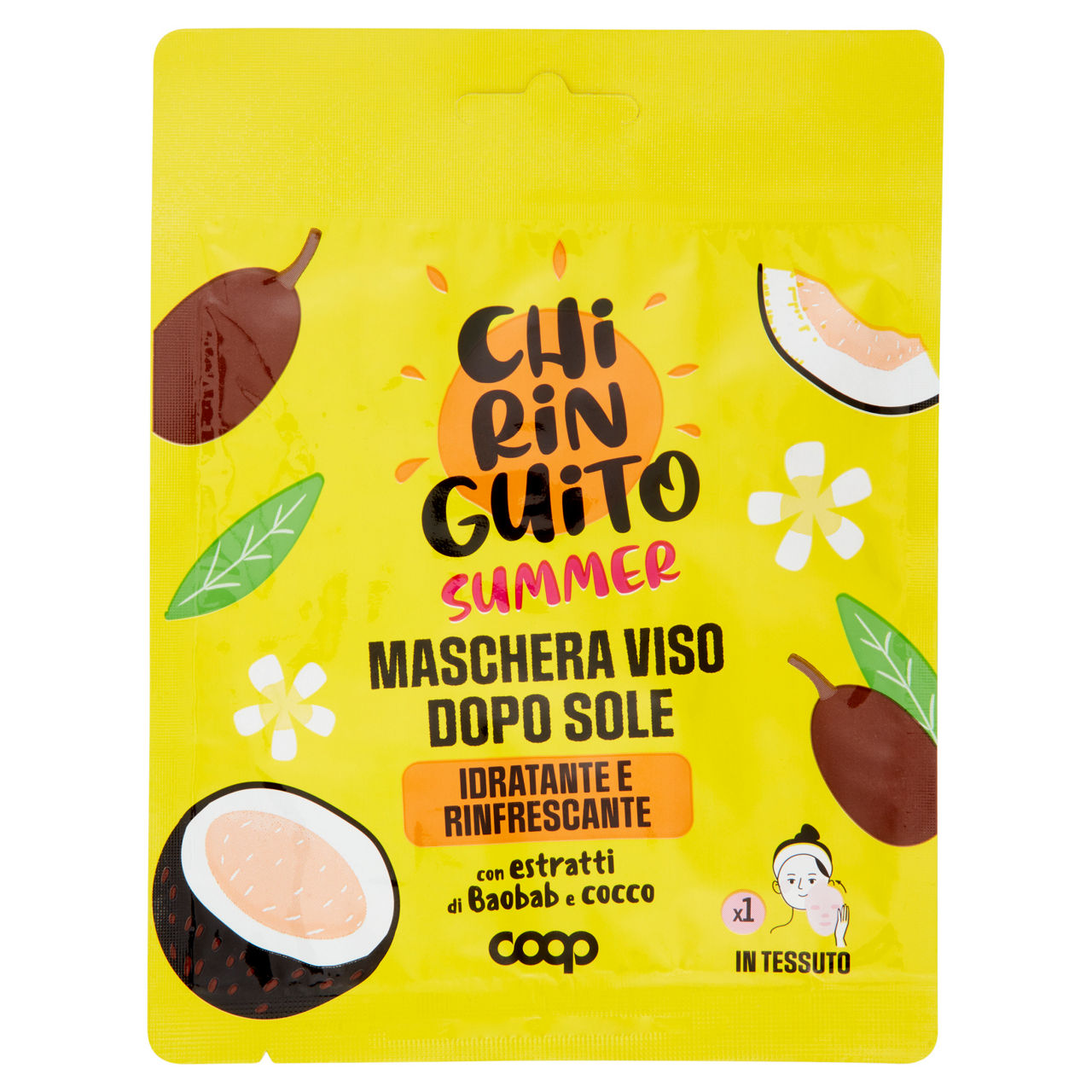 Maschera viso doposole in tessuto 1 pz - Immagine 01