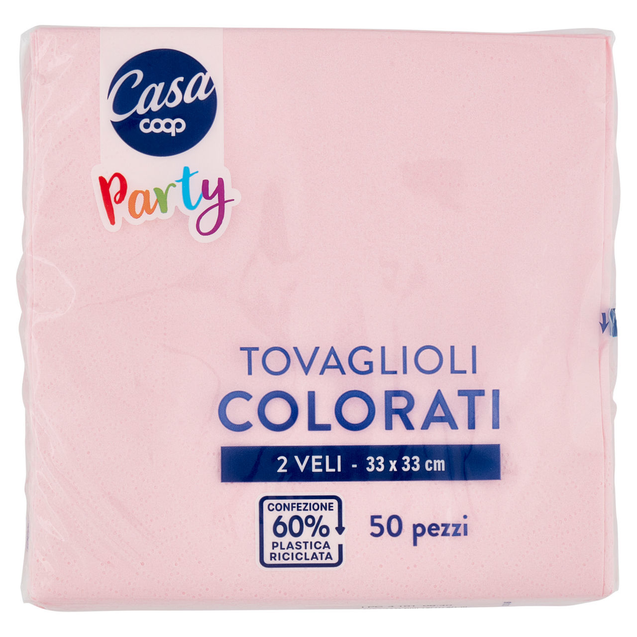 Tovaglioli colorati 2 veli 33x33 cm rosa 50 pz