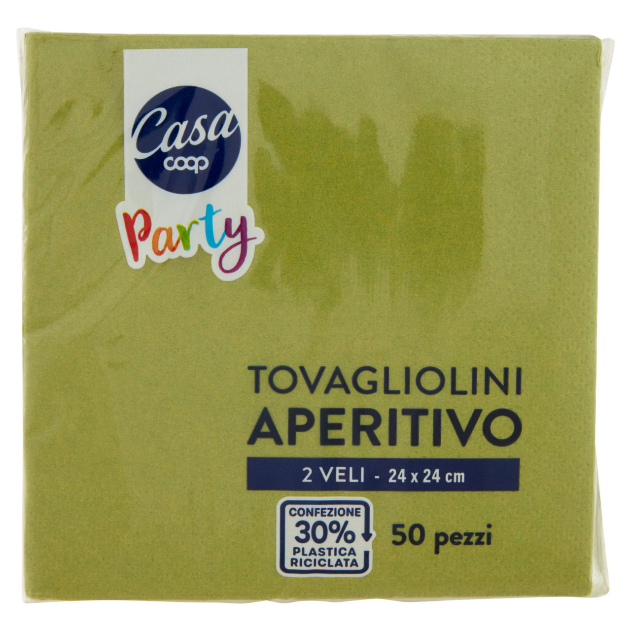 Tovagliolini aperitivo coop casa 2 veli verde 24x24cm fsc pz. 50 - Immagine 01