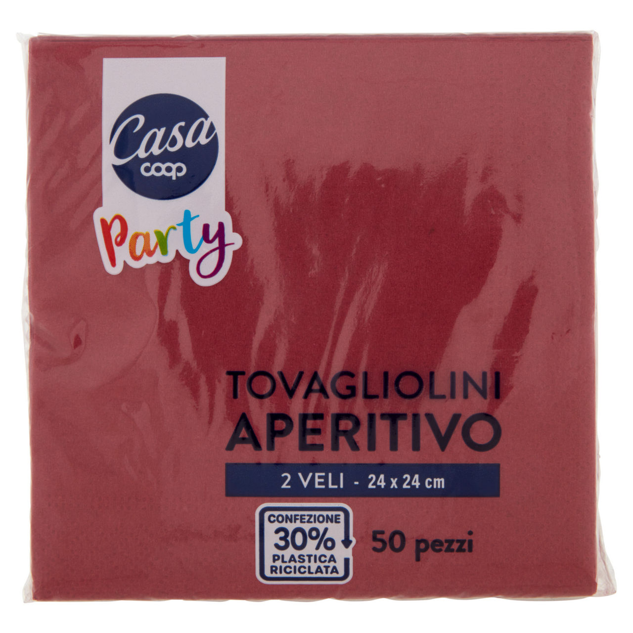 Tovagliolini aperitivo coop casa 2 veli bordeaux 24x24cm fsc pz. 50 - Immagine 01