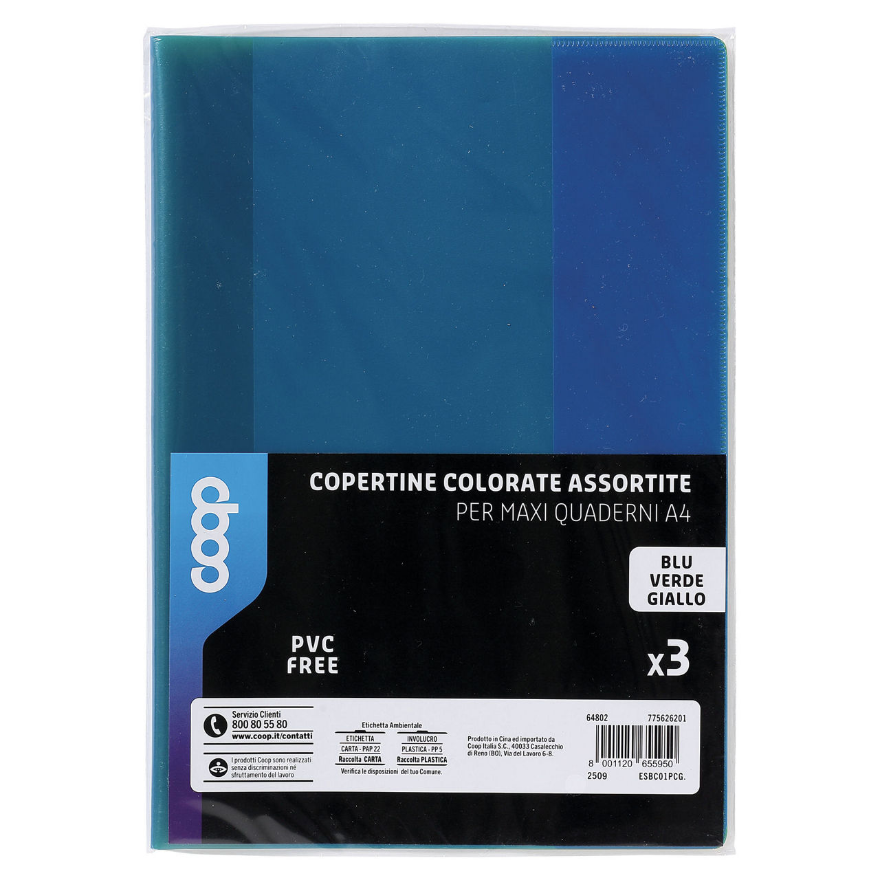 3 coprimaxi quaderni coop colori solidi assortiti - Immagine 01