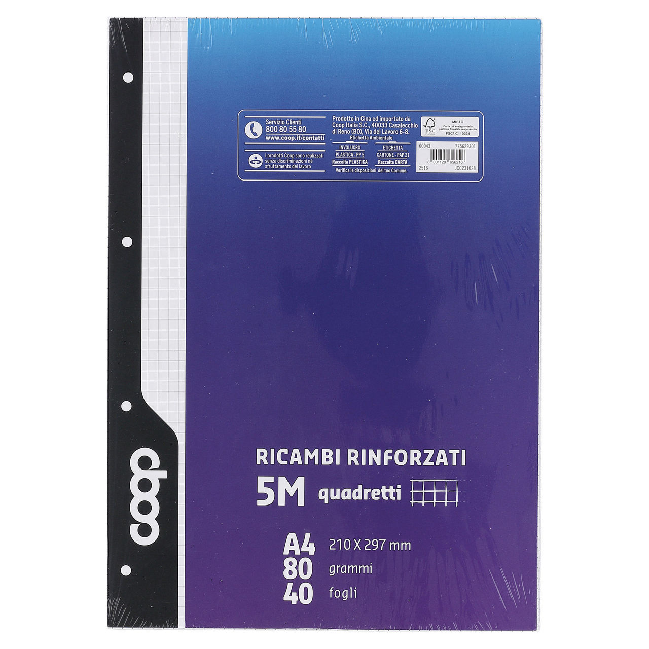 Ricambi rinforzati A4 rigatura 5 mm 80 gr - Immagine 01