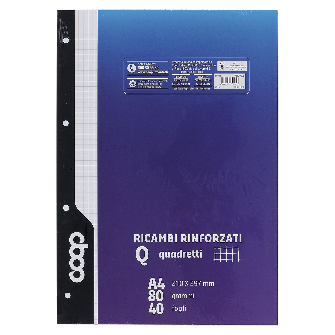 Ricambi rinforzati A4 rigatura Q 80 gr - Immagine 01