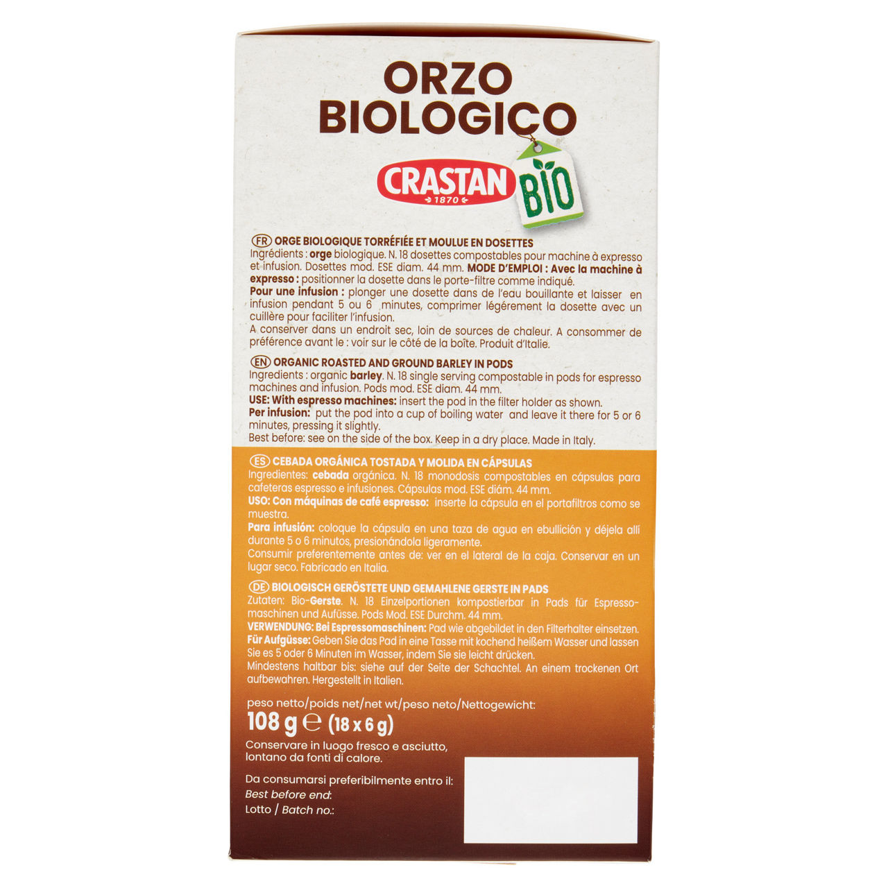 Orzo bio in cialde per macchinette espresso 18 pz - Immagine 11