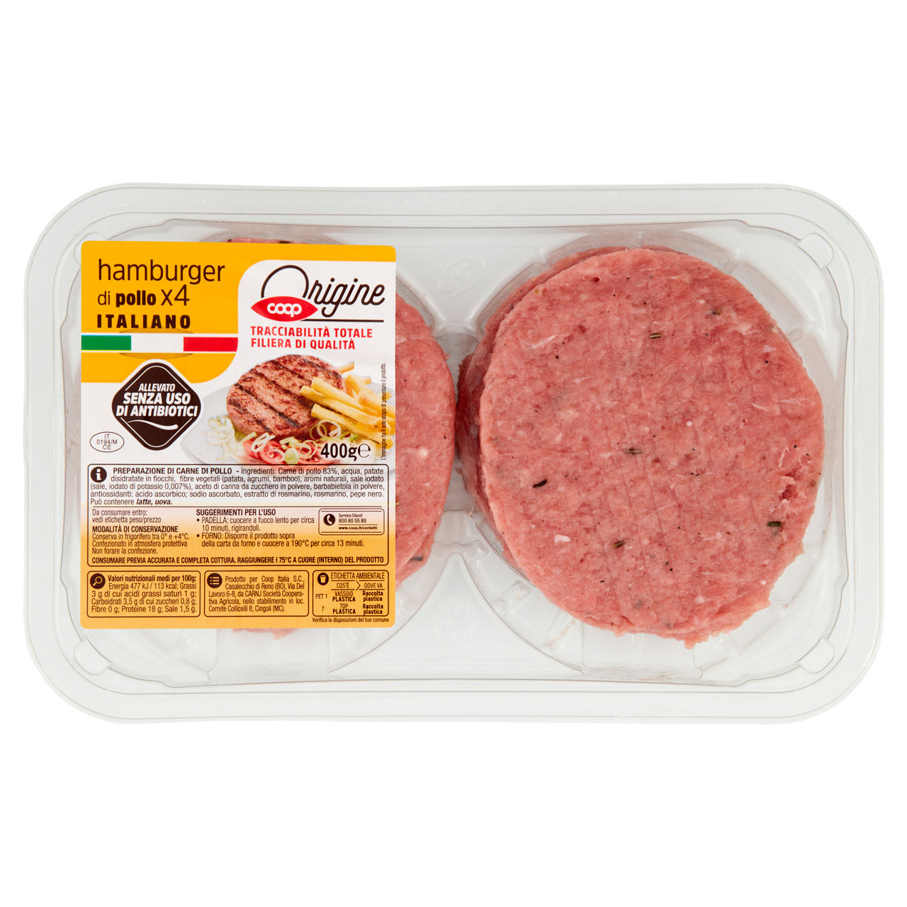 Hamburger di pollo 4 pz 400 gr - Immagine 01