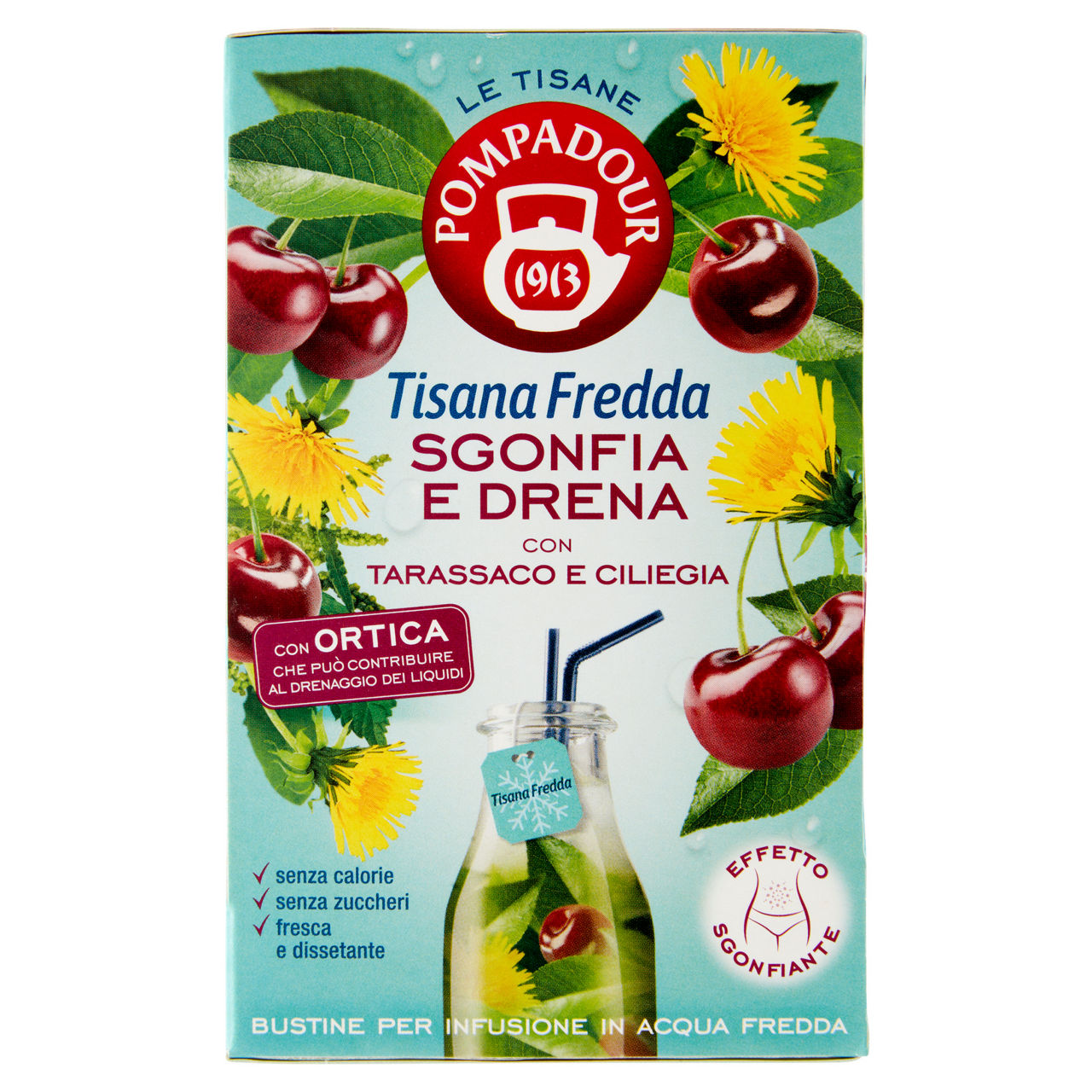 Tisana fredda Sgonfia e Drena con tarassaco e ciliegia 18 filtri