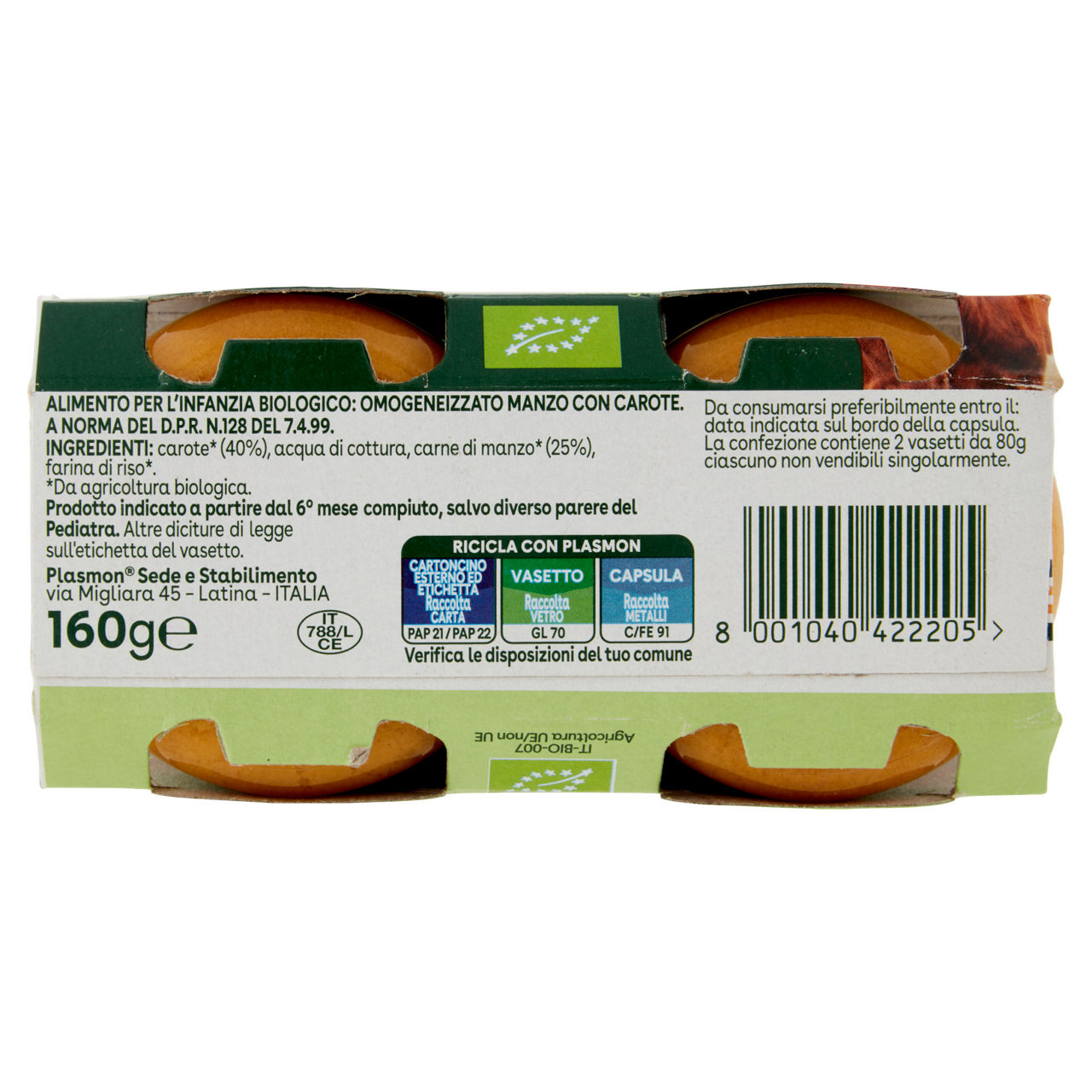 Omogeneizzato manzo bio plasmon g 2x80 g 160 - Immagine 31