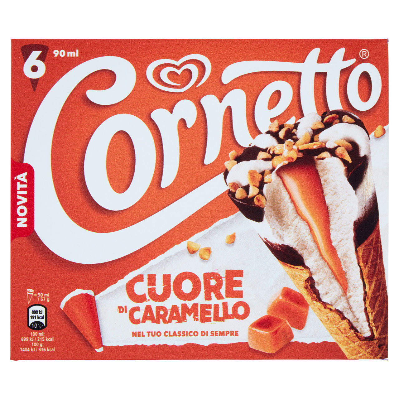 Cono gelato cuore di caramello 6 pz 342 gr