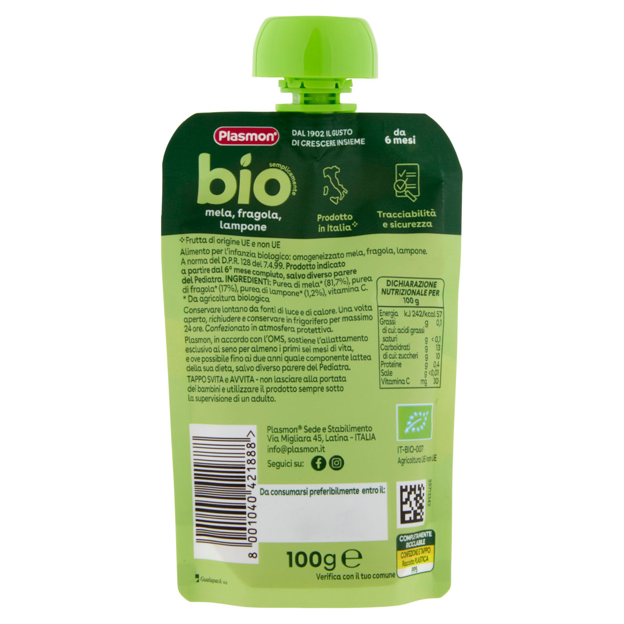 Pouch mela fragola e lampone bio 100 gr - Immagine 41