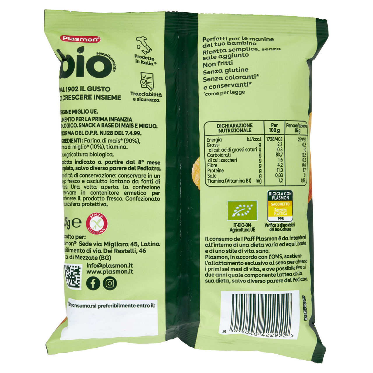 Snack paff mais e miglio bio 8+ mesi 150 gr - Immagine 21