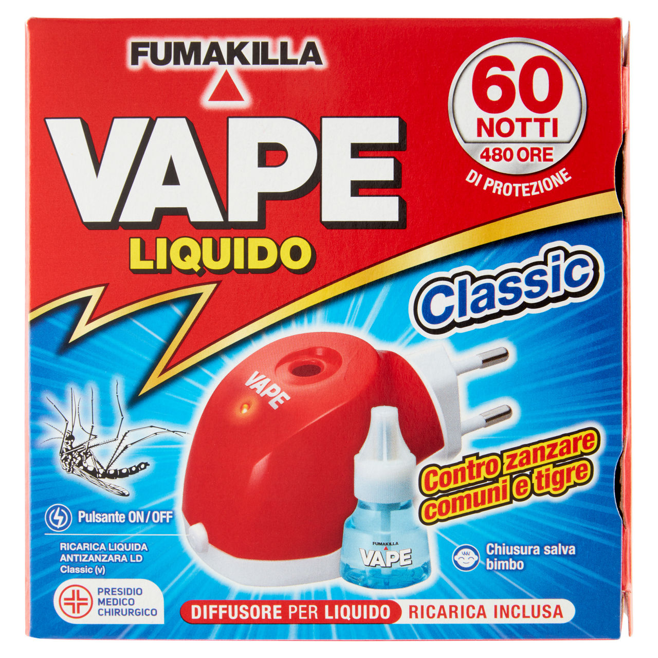 Insetticida elettroemanatore con ricarica liquida 60 notti 30 ml