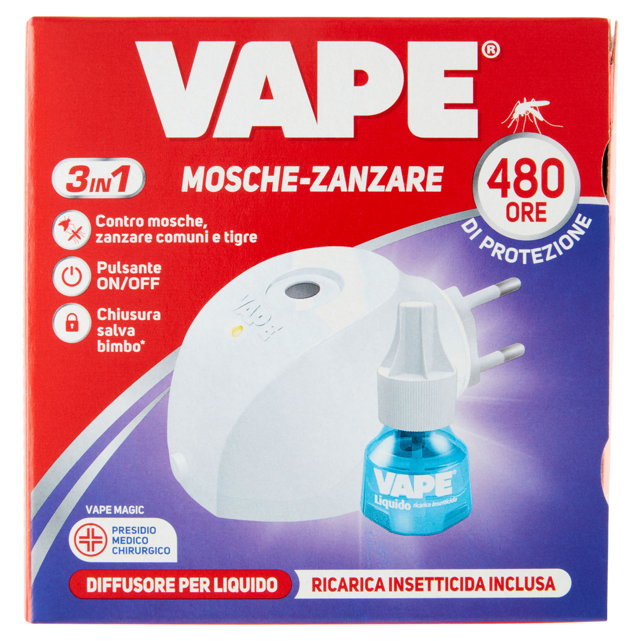Insetticida elettroemanatore mosche e zanzare con ricarica liquida 480 ore 22 ml