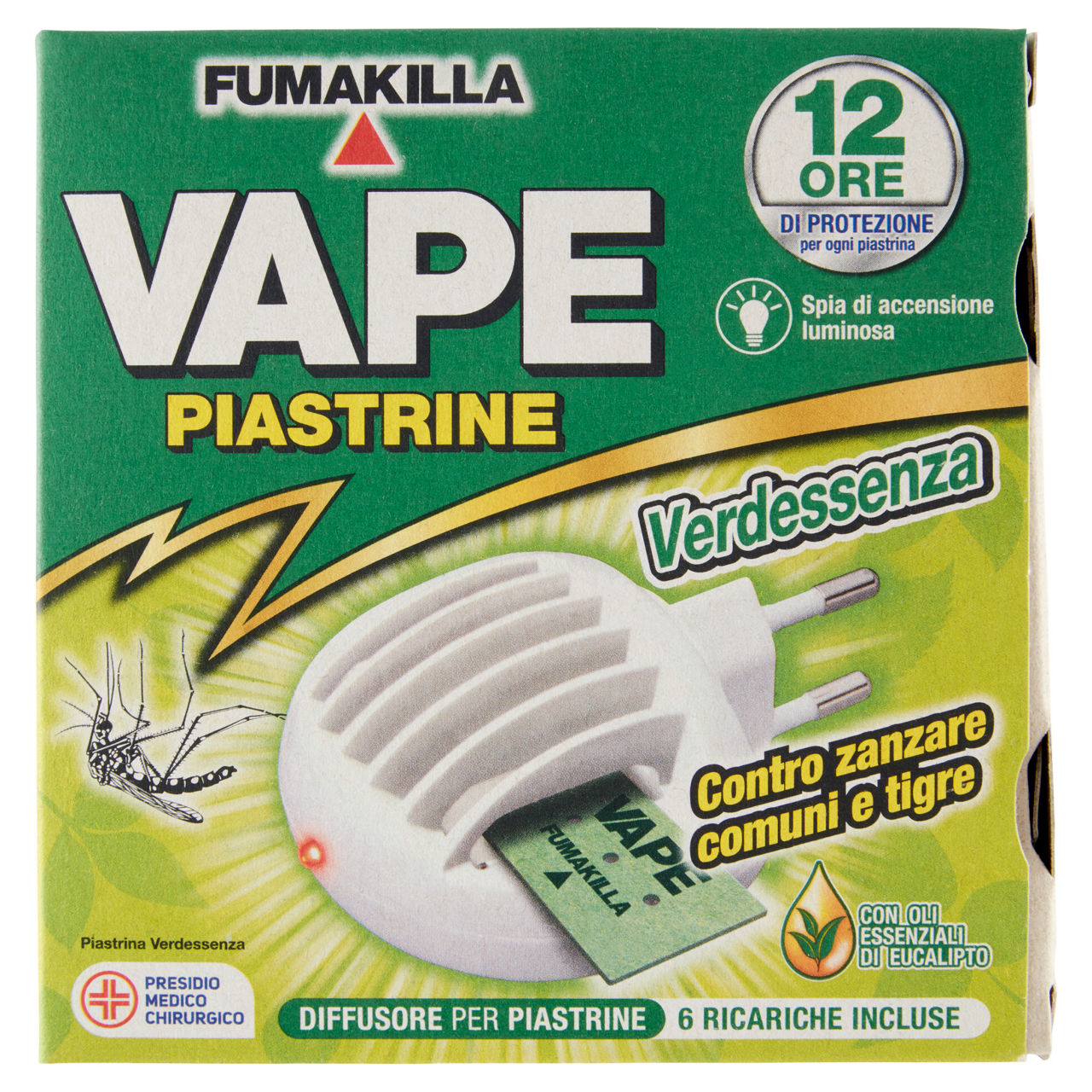 Insetticida diffusore per piastrine con ricarica e spina 6 piastrine - Immagine 01
