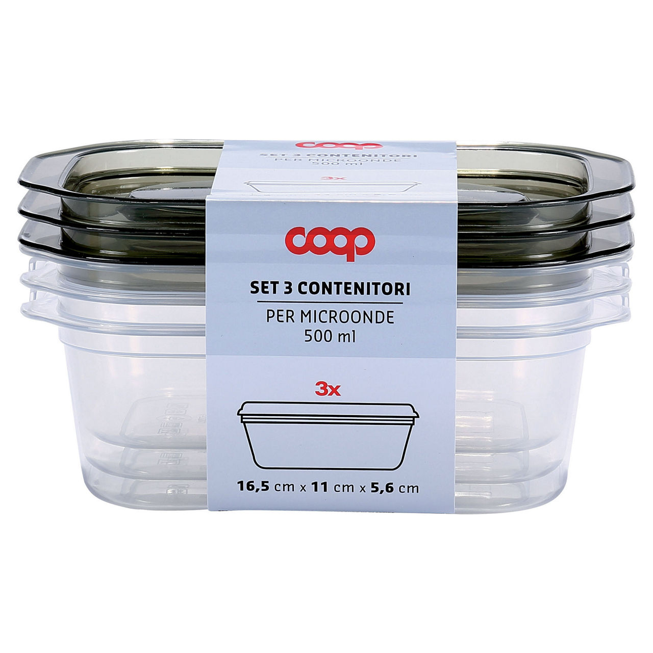 Set 3 contenitori per microonde 500 ml