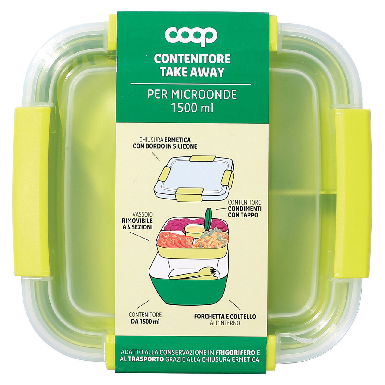Contenitore take away per microonde con posate 1,5 lt - Immagine 01