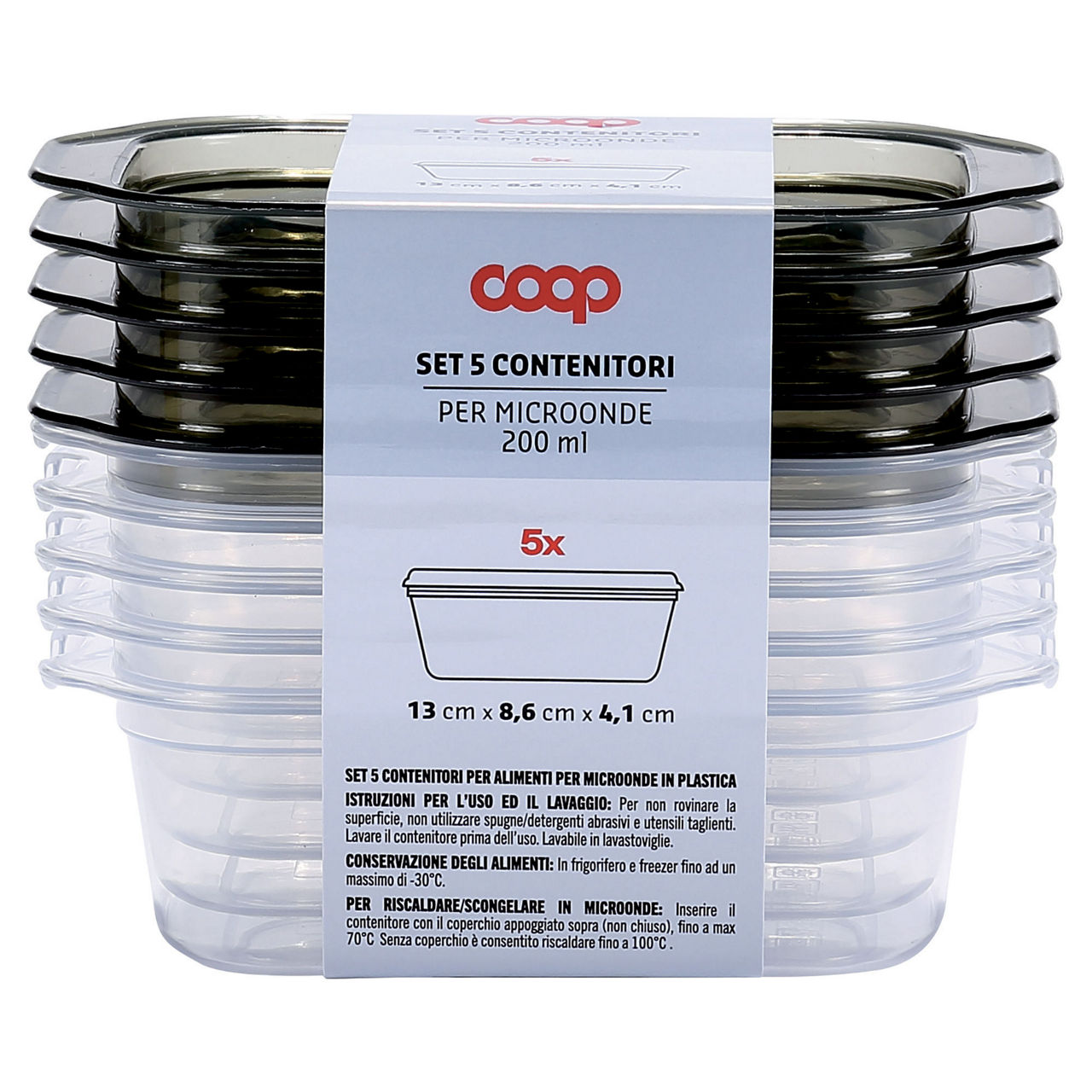 Set 5 contenitori per microonde 200 ml - Immagine 01