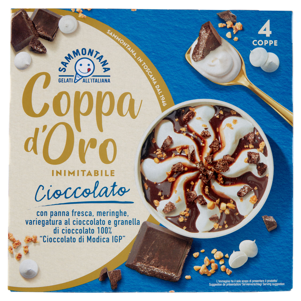 Coppetta gelato alla panna variegata al cioccolato 4 pz 360 gr
