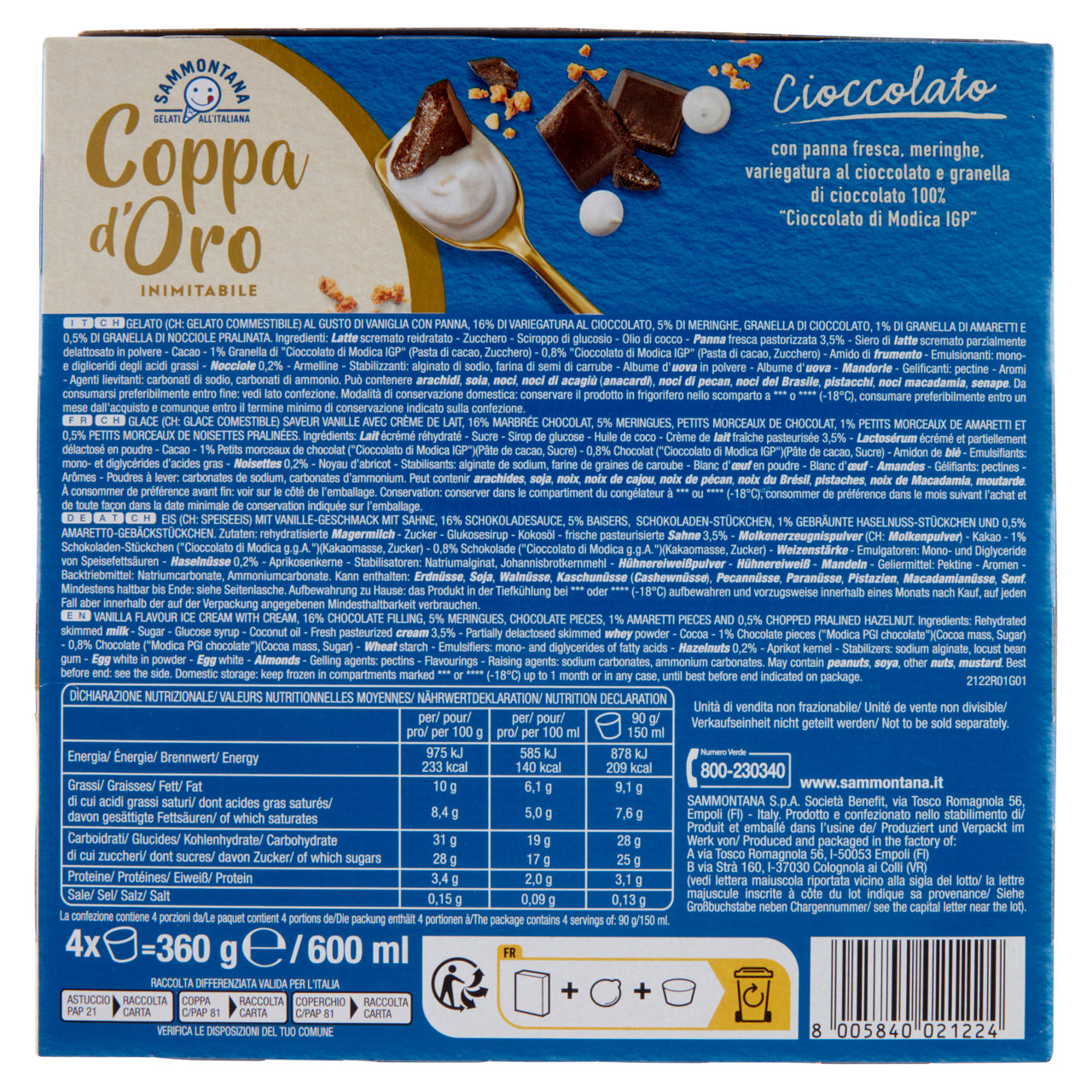 Coppetta gelato alla panna variegata al cioccolato 4 pz 360 gr - Immagine 51