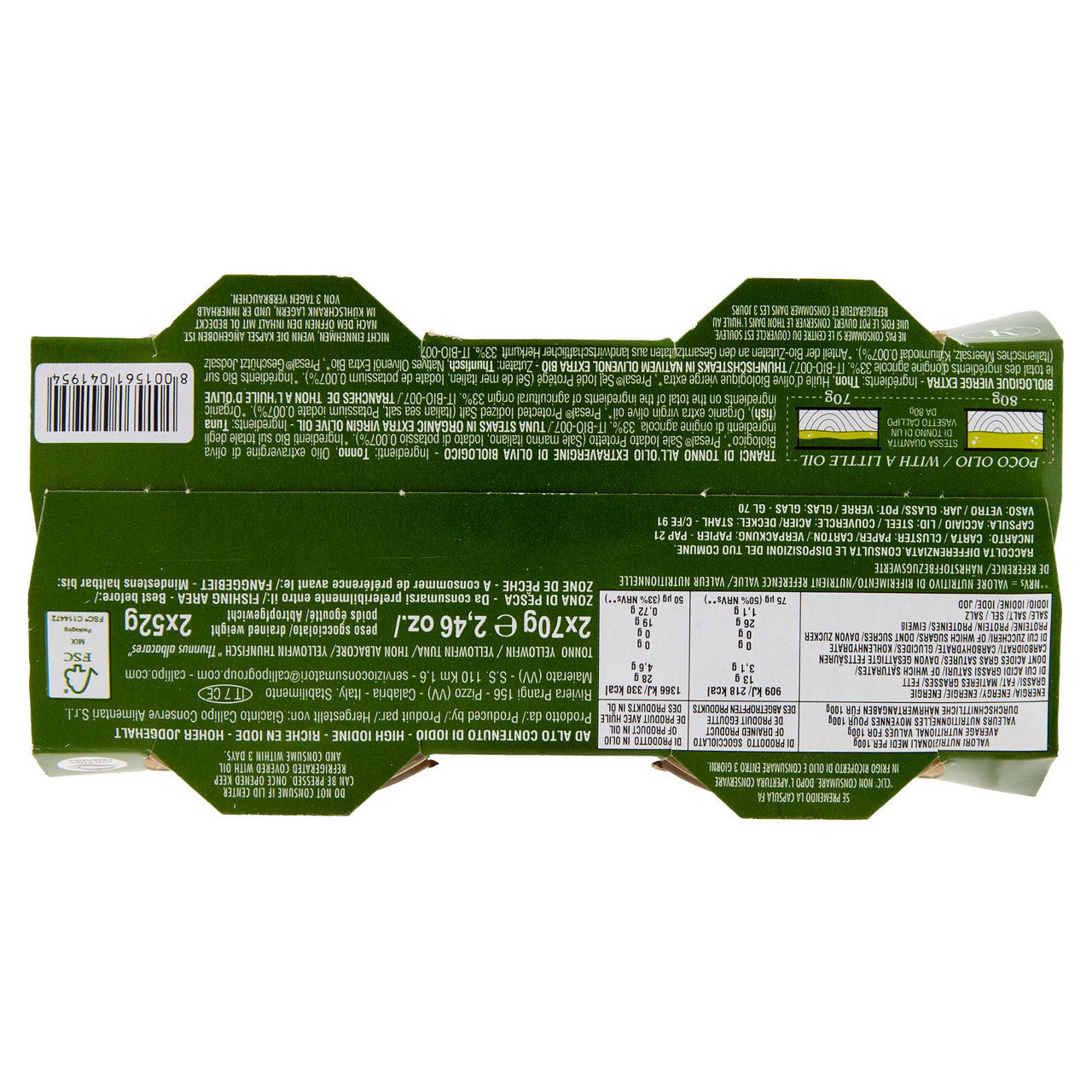 Tranci di tonno all'olio extravergine d'oliva bio callipo cluster g 70 x 2 - Immagine 31