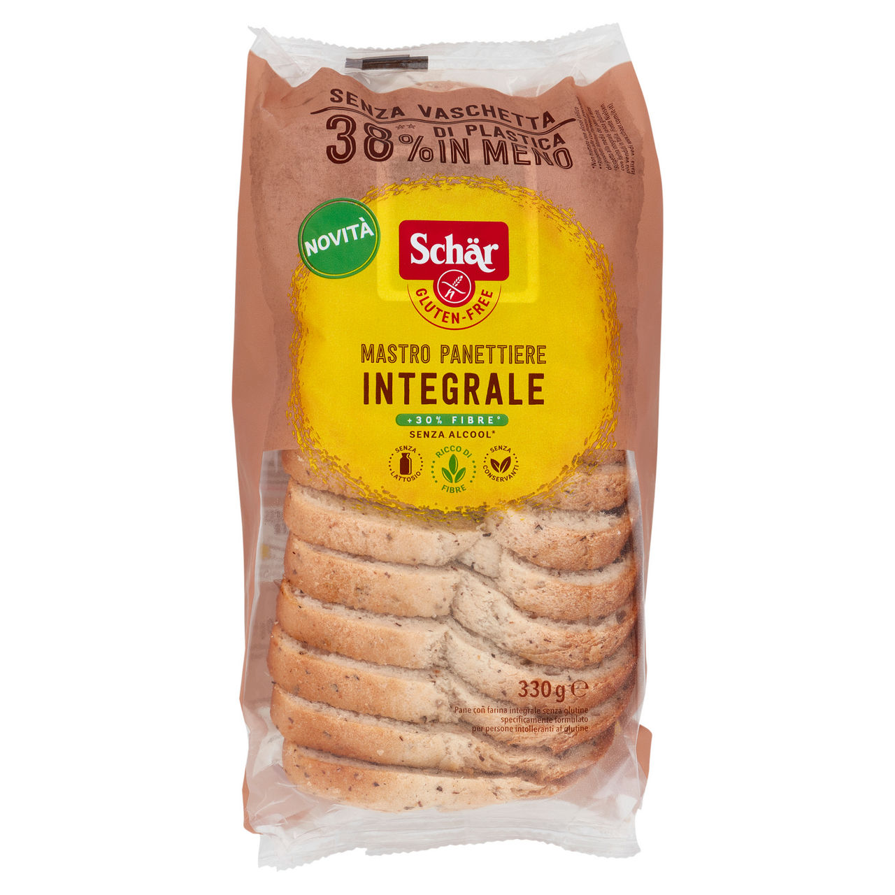 Pane integrale a fette senza glutine e senza lattosio 330 gr - Immagine 01