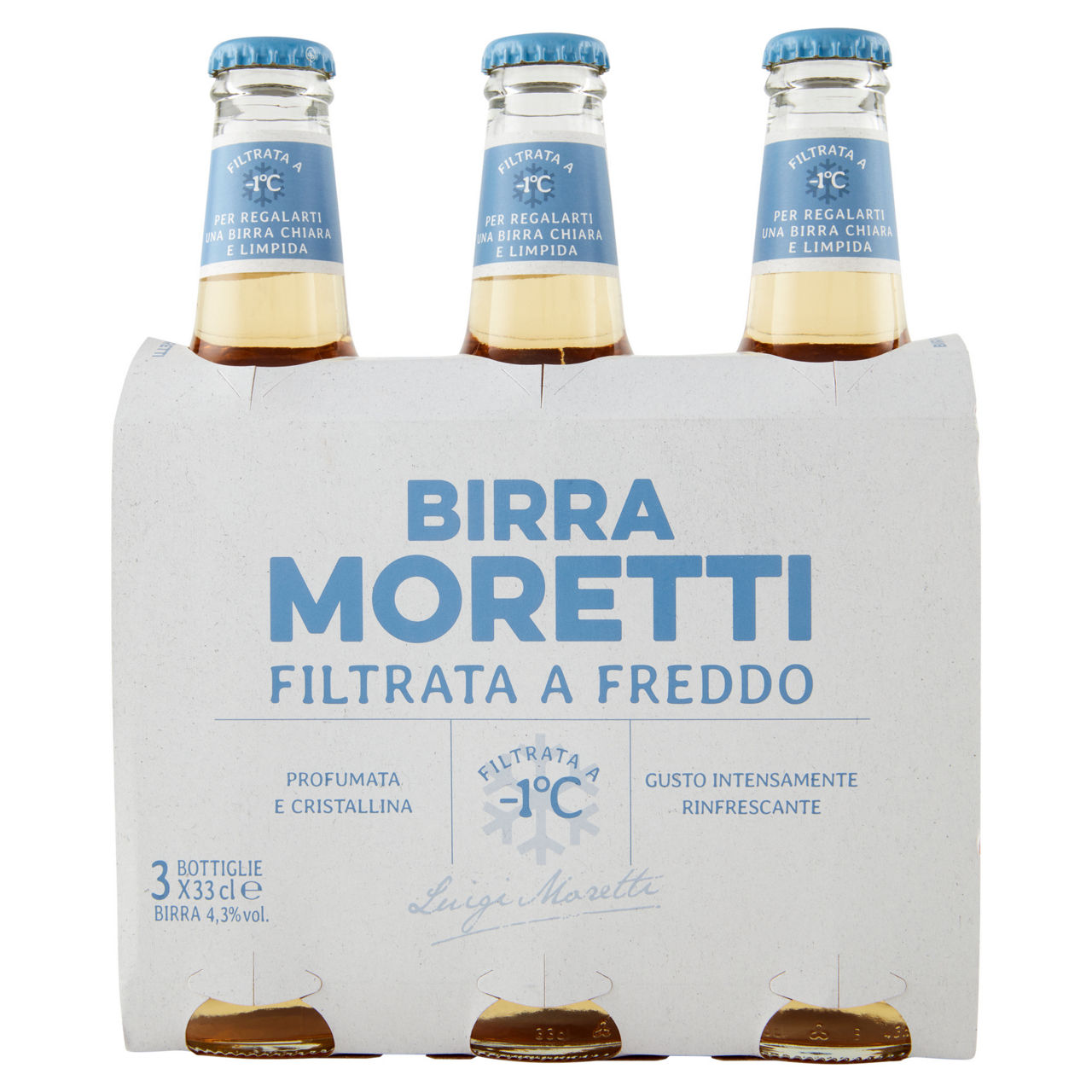 Birra moretti filtrata a freddo 4 gradi bottiglia cluster ml 330 x 3