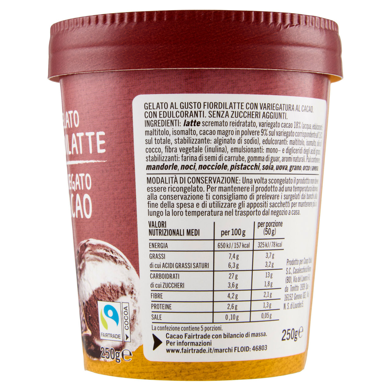 Gelato fiordilatte variegato al cacao senza zuccheri aggiunti 250 gr - Immagine 51