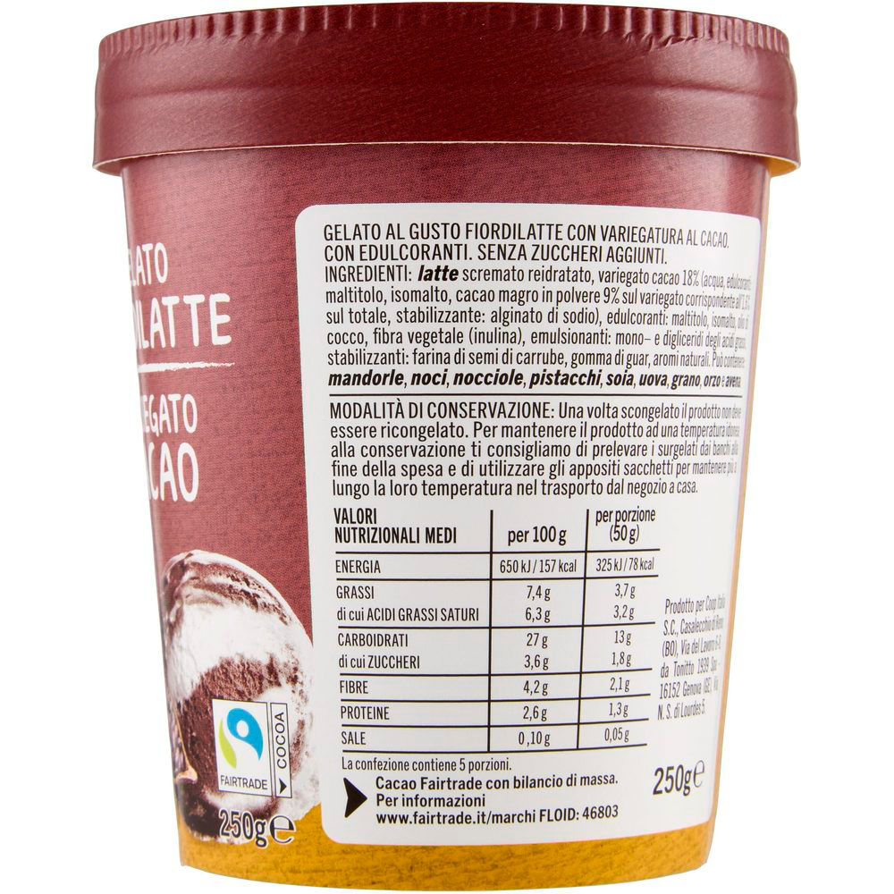 Gelato fiordilatte variegato al cacao senza zuccheri aggiunti 250 gr - Immagine 31