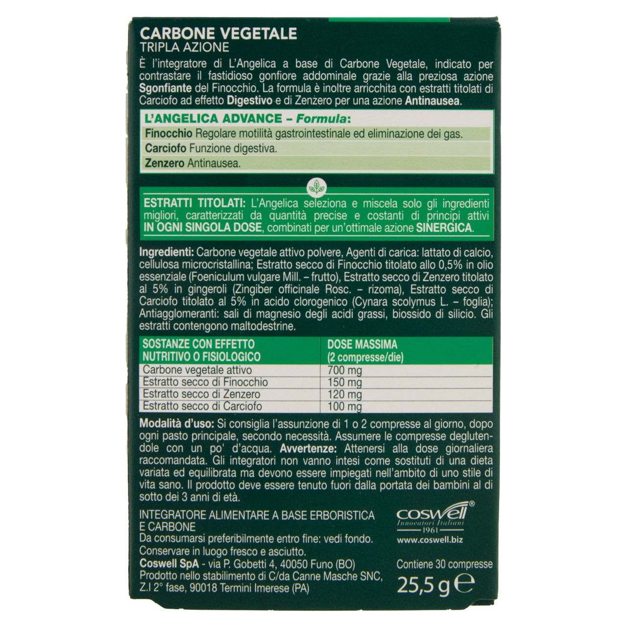 Integratore alimentare carbone vegetale tripla azione 30 compresse - Immagine 41
