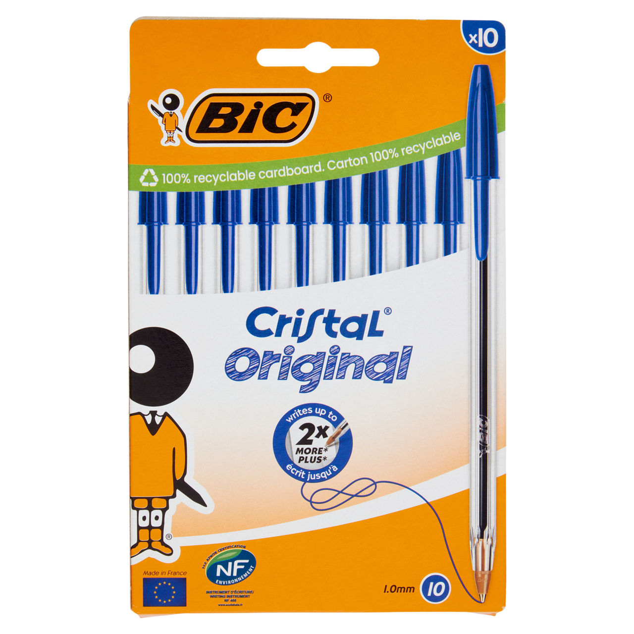 10 penne a sfera cristal original punta media blu