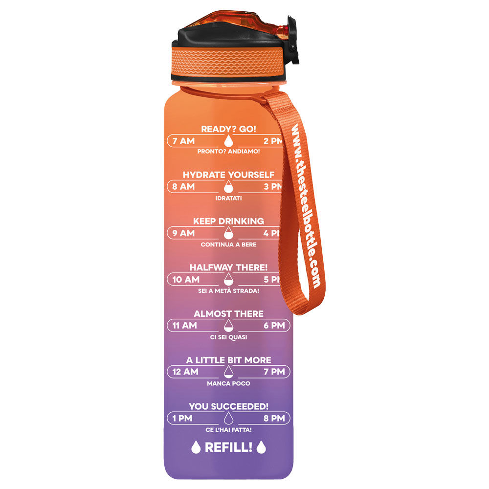 Borraccia motivazionale viola e arancione 1 lt