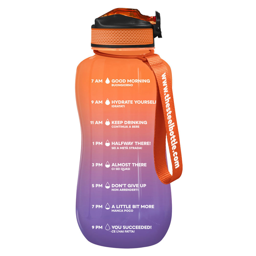 Borraccia motivazionale viola e arancione 2,2 lt