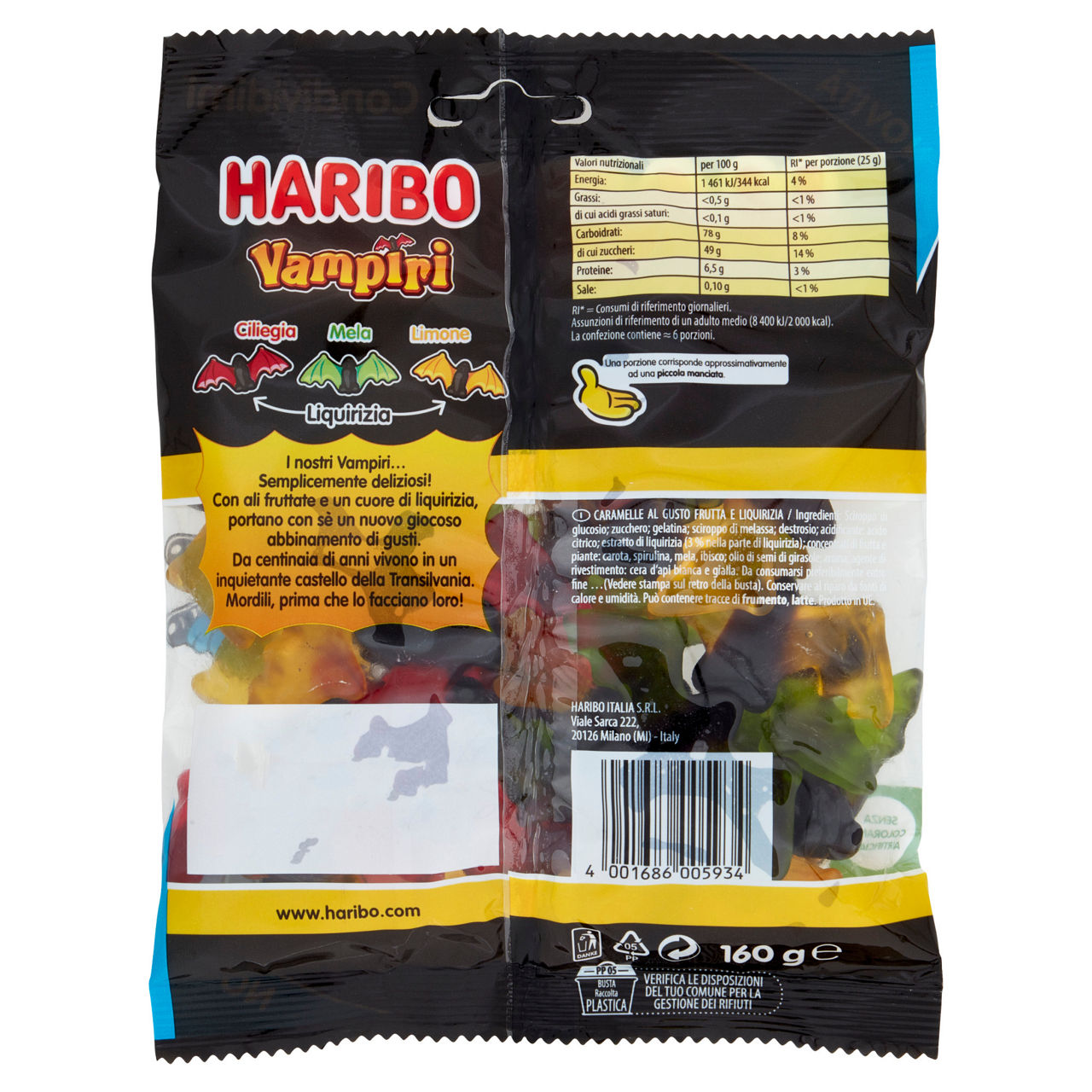 Caramelle gommose frutta e liquirizia vampiri 160 gr - Immagine 31