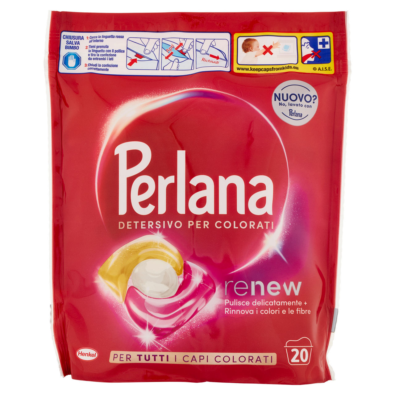Detersivo lavatrice perlana caps colorati 20caps kg 0,27