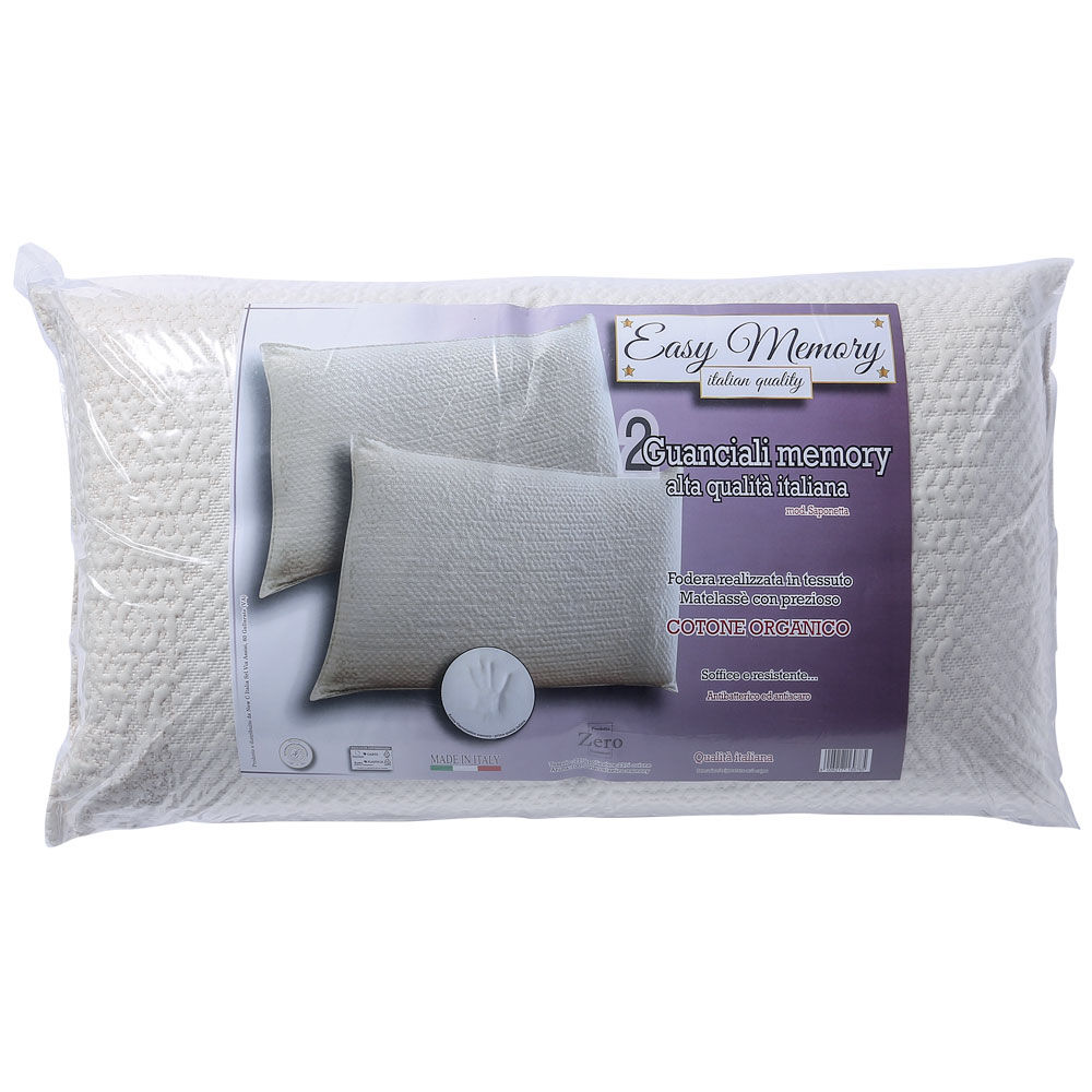 Set guanciali in fibra easy memory 40x70x13 2 pz - Immagine 01