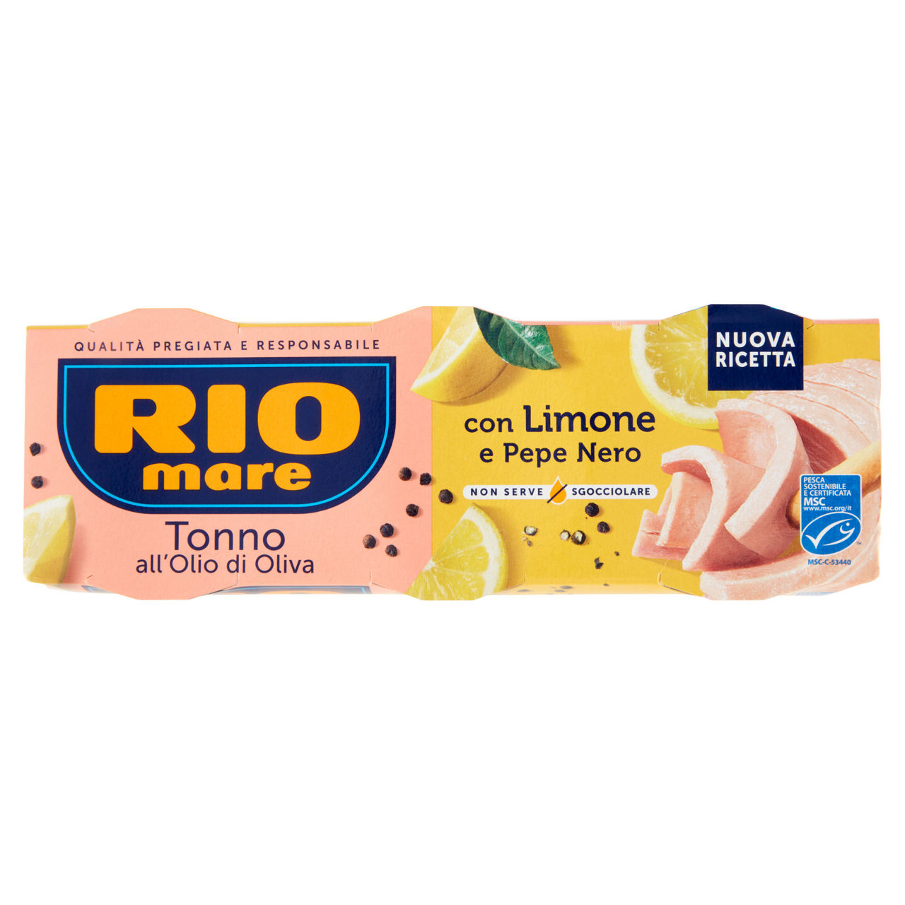 Tonno all'olio di oliva con limone e pepe nero 3 pz x 65 gr