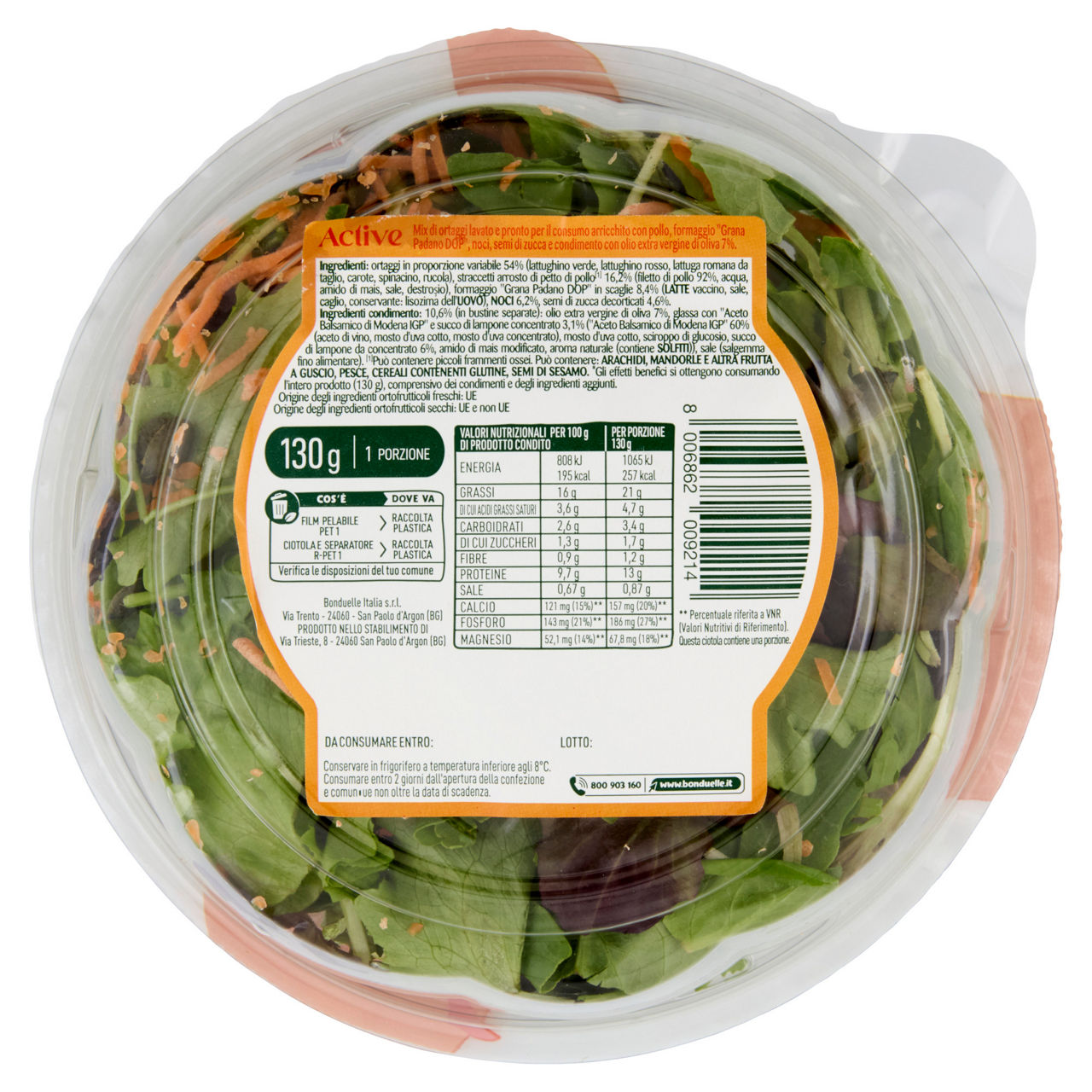 Insalata Active con pollo Grana Padano DOP noci e semi di zucca 130 gr - Immagine 11