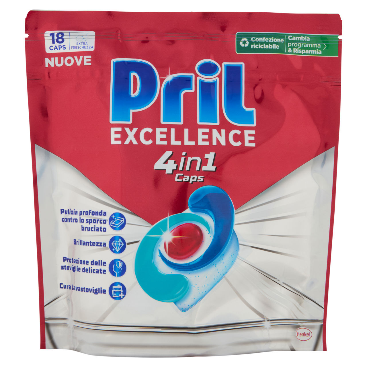 Detersivo lavastoviglie in caps 4 in 1 Excellence 16 pz + 2 omaggio
