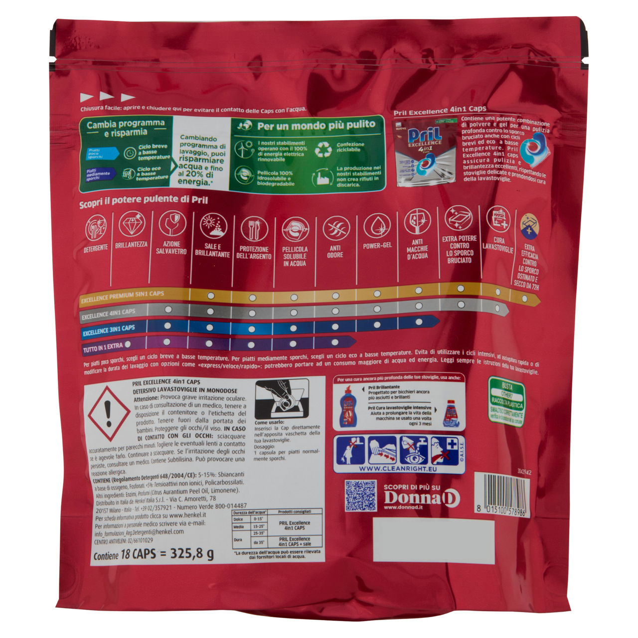Detersivo lavastoviglie in caps 4 in 1 Excellence 16 pz + 2 omaggio - Immagine 51