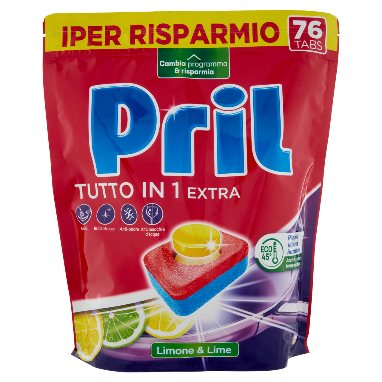 Detersivo lavastoviglie in tabs tutto in uno extra limone 76 lavaggi