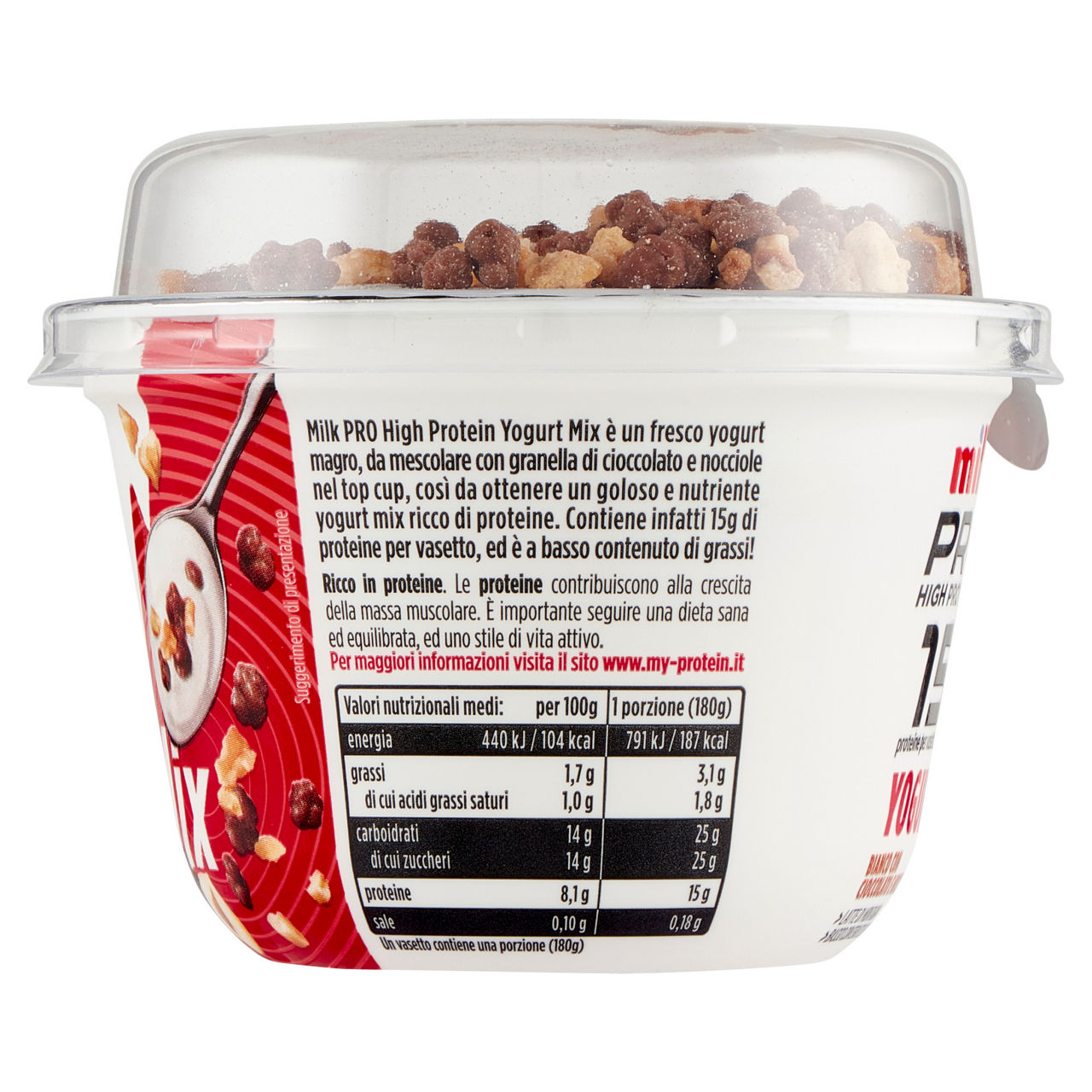 Yogurt proteico bianco con cioccolato e nocciole 180 gr - Immagine 51