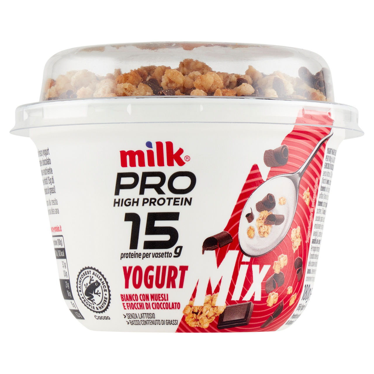 Yogurt proteico bianco con müsli e fiocchi di cioccolato 180 gr - Immagine 01