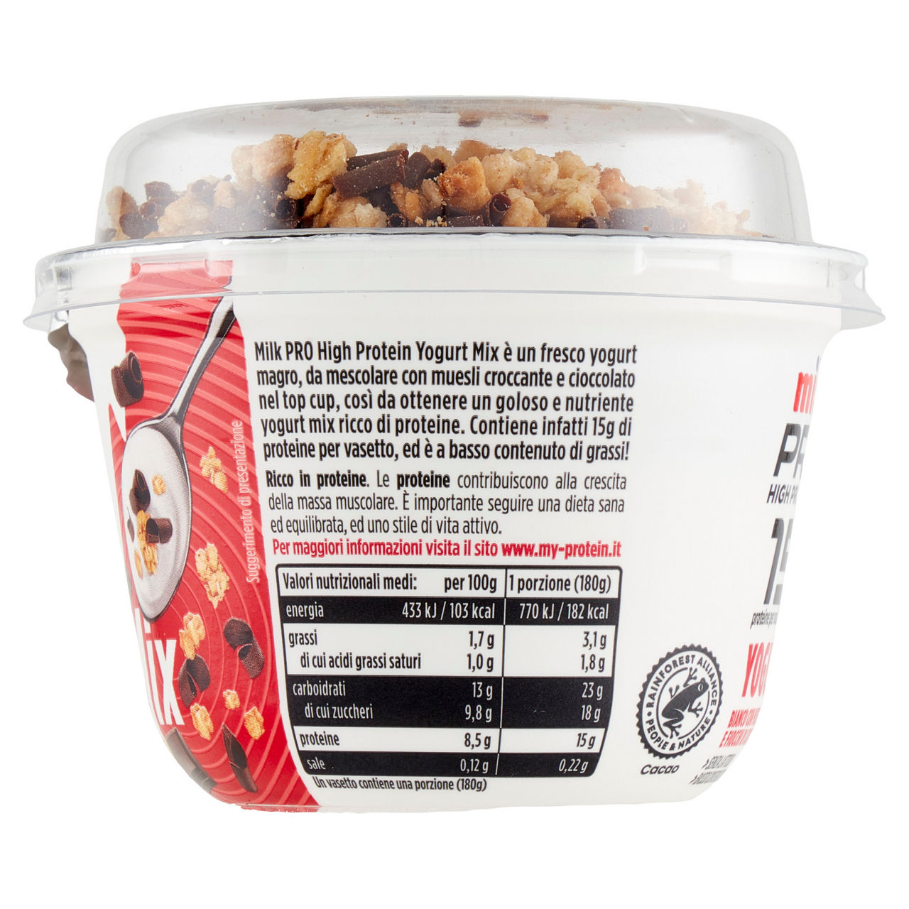 Yogurt proteico bianco con müsli e fiocchi di cioccolato 180 gr - Immagine 51