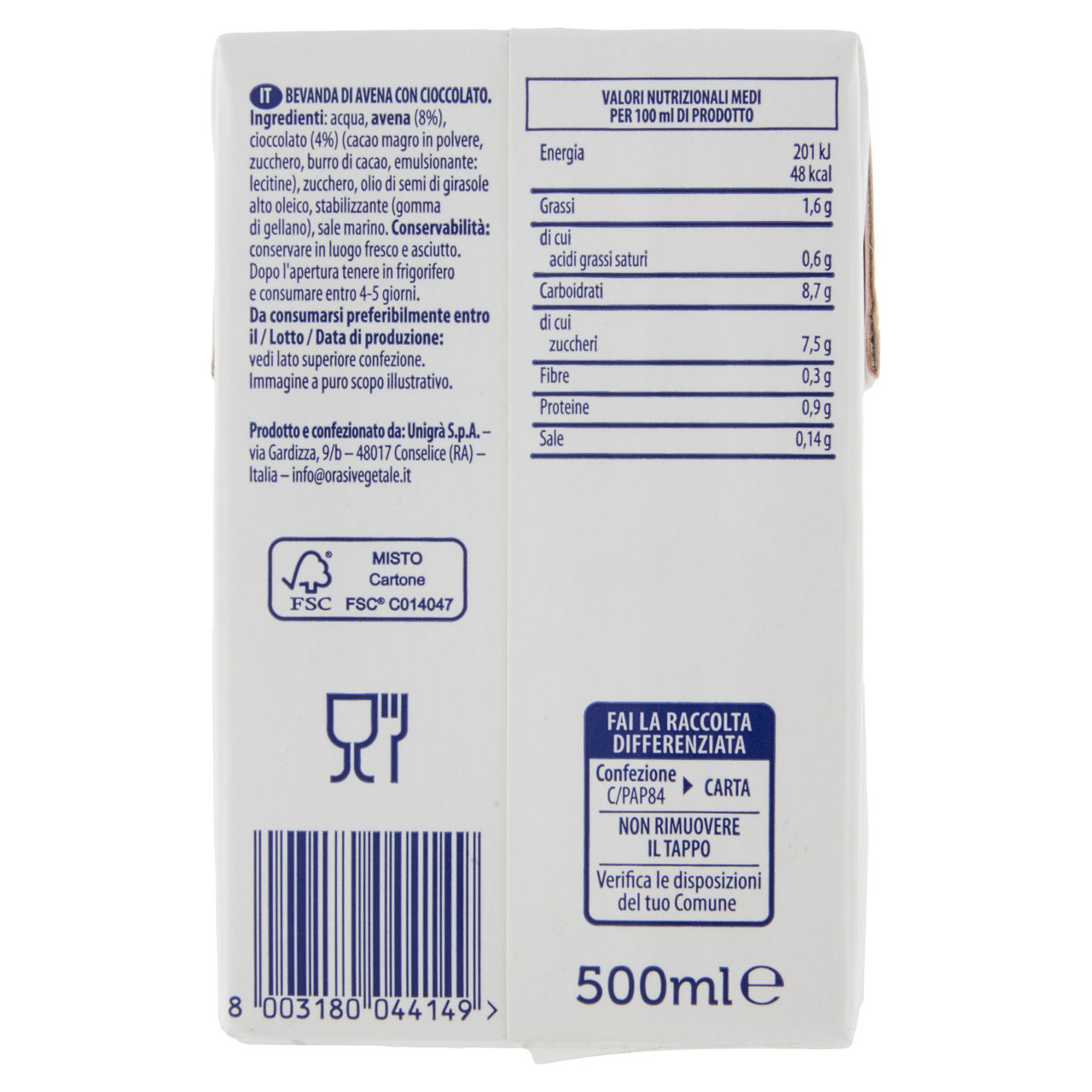 Bevanda avena e cioccolato 500 ml - Immagine 41