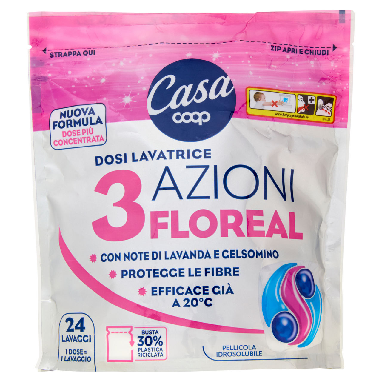 Detersivo lavatrice capi colorati in caps 3 Azioni Floreal 24 lavaggi