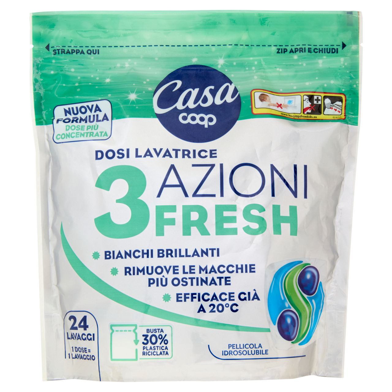 Detersivo lavatrice in caps 3 Azioni Fresh 24 lavaggi