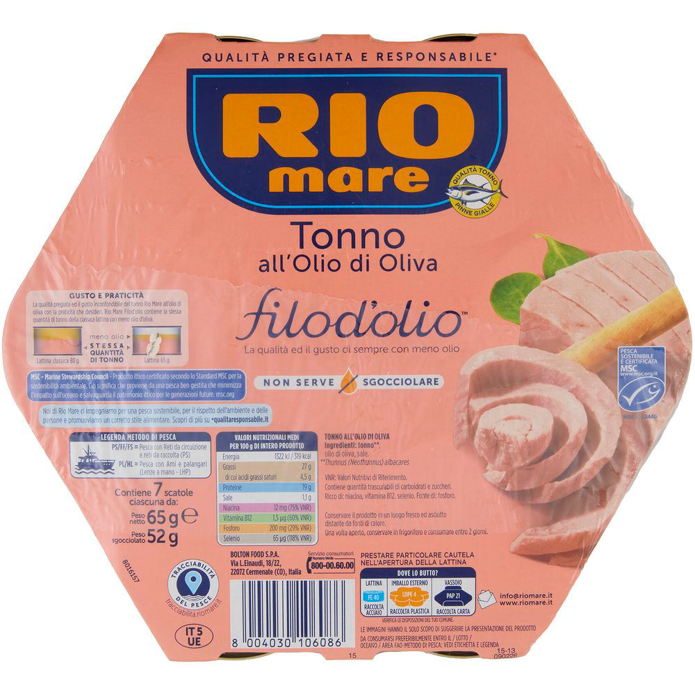 Immagine 3 di 6 del prodotto Tonno all'olio di oliva 7 pz x 65 gr