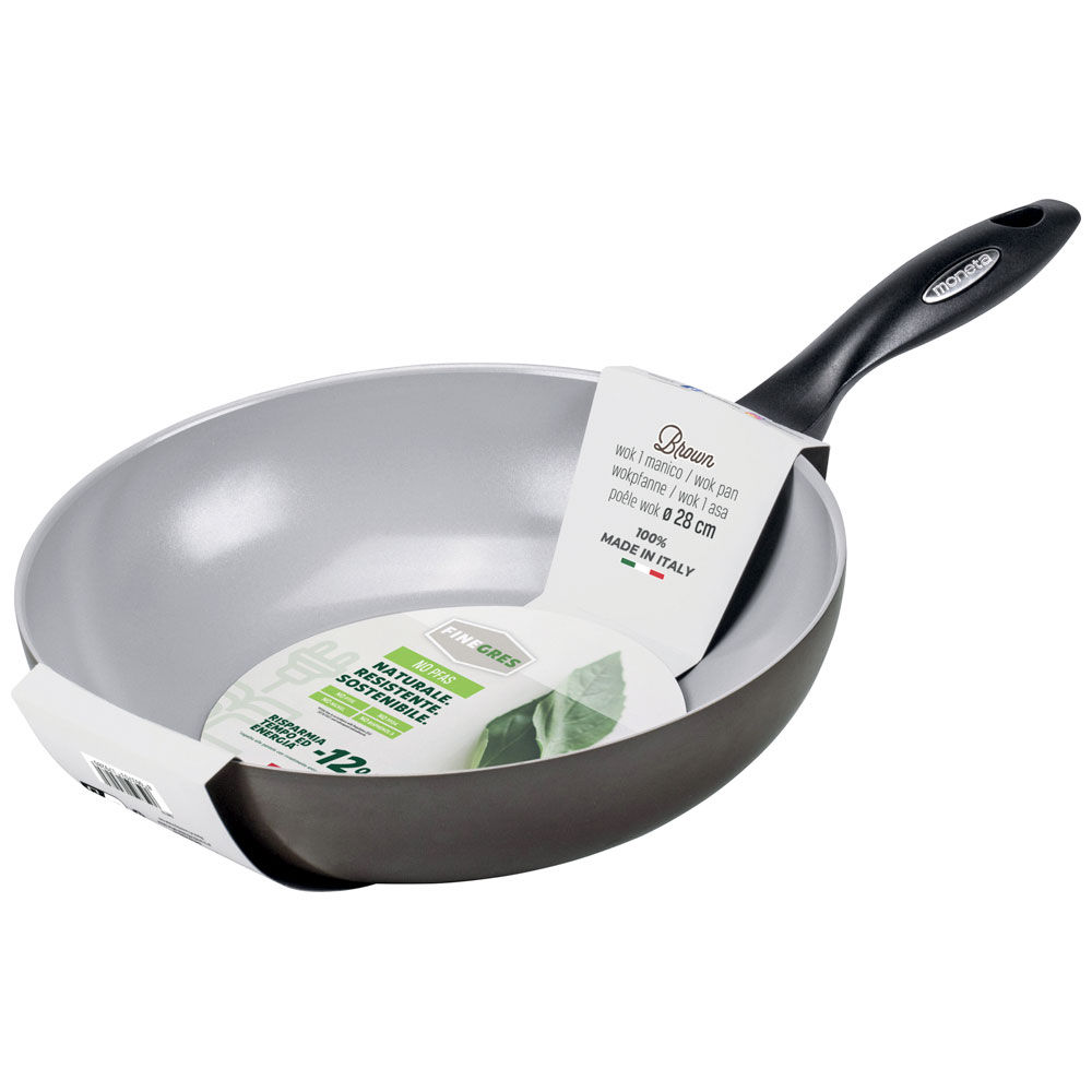 Wok 1 manico Finegres 28 cm Mammola Brown